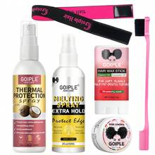 头发热保护套装 持久造型蜡棒 防毛躁定型啫喱 隐形假发粘合剂 融化喷雾 自然假发护发素 - G-100ml-60ml-30g-16g-6pcs - 查看 1