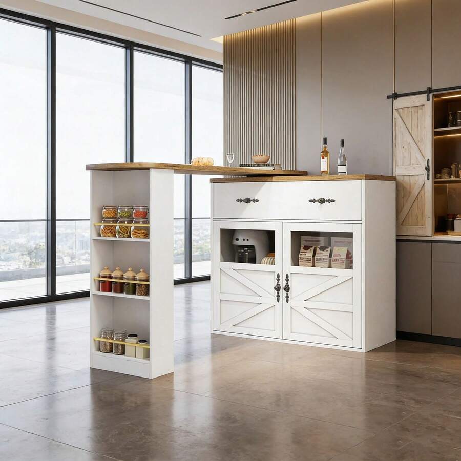 Patio Bar Tables - White + MDF - View 1