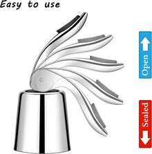 3pcs Wine Stopper - Stainless Steel Wine Bottle Stopper With Silicone Seal, Reusable Beverage Preserver, Freshness Keeper, Premium Bottle Sealers, Ideal Wine Saver Accessory Gift Set - Silver - View 7