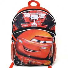 Disney Cars  16" Red Nylon School Backpack For Kids, With A Front Pocket - Multicolor - View 1