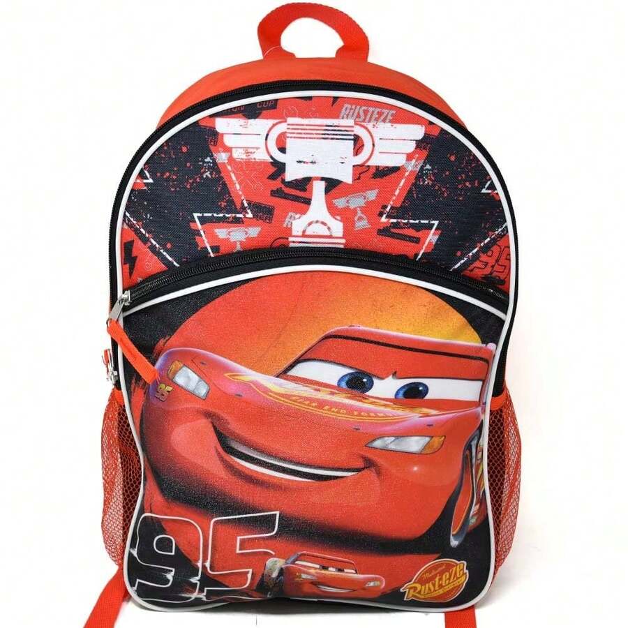 Disney Cars  16" Red Nylon School Backpack For Kids, With A Front Pocket - Multicolor - View 1
