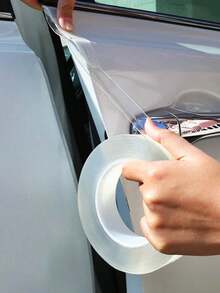 1pc Transparent Universal Anti-Scratch Rear Bumper Protective Film, Car Door Edge Paint Protection Scratch-Resistant Sticker - A - View 2