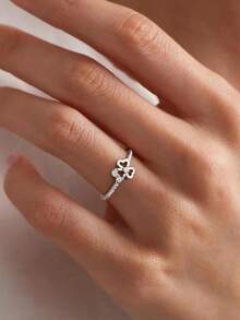 ESBERRY 1枚蓝色独特恶魔之眼925纯银镀金戒指，日常佩戴，女士礼物 - 鑲鑽三葉草戒指 - 查看 4