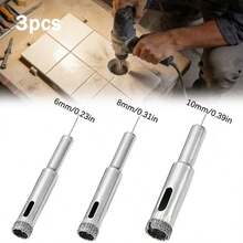 3pcs (6mm, 8mm, 10mm) Diamond Drill Bits - Featuring Diamond Coated Edges, Suitable For Heavy Duty Precision Drilling On Tiles, Marble, Glass, Ceramics, Professional & DIY Tool - One Size Fits All - View 13
