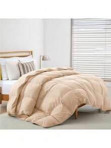 1 Pc Lux Decor Down Alternative Comforter – Soft Breathable All Season Quilt With Corner Tabs – Lightweight Hotel-Quality Bedding For Summer Sleeping – Box Stitching For Fluffiness – Versatile Bedroom Decor – Back To School, Graduation Gifts, Home Decor-Summer Turn Up, Summer Pick, Halloween-Inspired Bedding, Halloween Fall Decor - 米色 - 查看 7