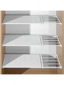 2026 Adjustable Storage Rack - Expandable Wardrobe Organizer Without Drilling, With Adjustable Shelves And Dividers, Thickened Plastic White/Brown/Pink, Space Saving For Dorm, Closet, Bathroom, Kitchen Cabinet Storage - Easy Installation, No Tools Assembly, Closet Organizer, Clothing Rack, Wardrobe Shelving System, Dorm Organization, Modular Design, Sturdy Structure, College Student Home Storage, Shelf Divider - Multicolor - View 5