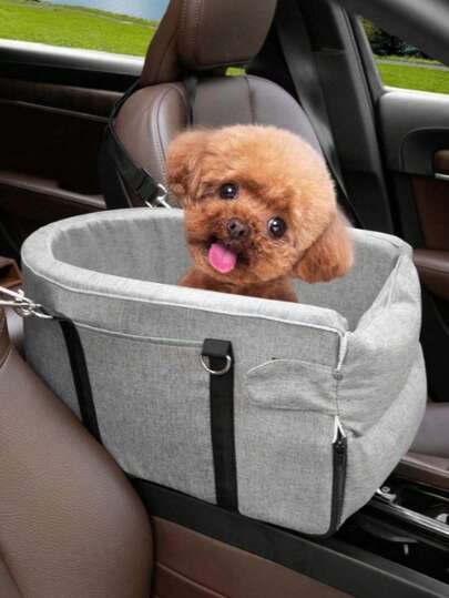 1 st bilsittdyna för husdjur, bärbar bärväska för katt/hund, lämplig för små/medelstora husdjur, bilsittbälte, mittkonsol för husdjur, utformad för små husdjur