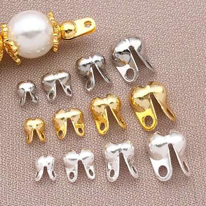 30pcs Vintage 18K Gold-Plated Thick Silver & Platinum Side Clasp Caps For DIY Bracelets, Necklaces & Earrings – Ideal For Weddings