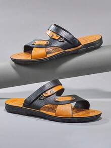 2025 New Summer Men's Leather Sandals, Outdoor/Beach Dual-Use Breathable Soft Bottom Slippers - Black - View 8