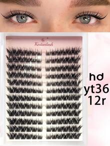 漫画风格仙女款纤长睫毛簇，狐狸眼尖刺款睫毛嫁接，自然款睫毛嫁接，长款DIY动漫单根睫毛，猫眼款，96片装 - C - 查看 11