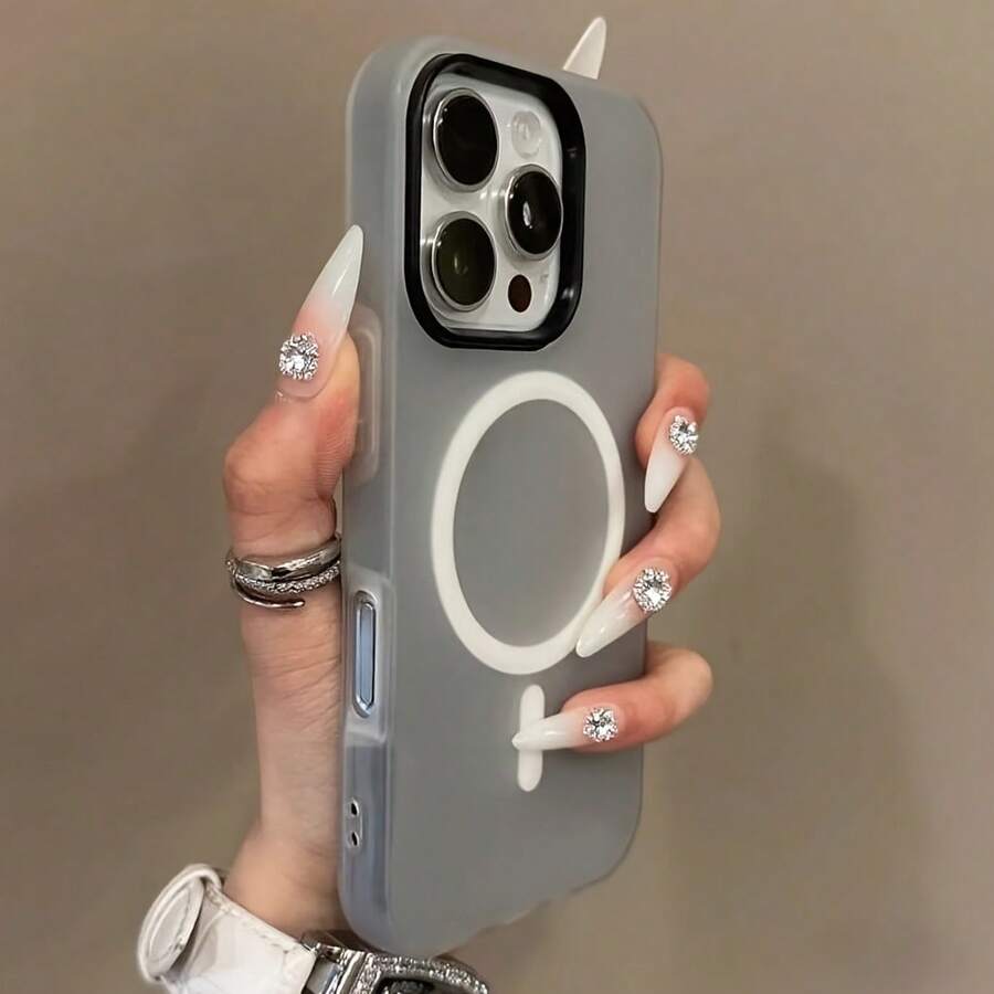 Luxurious Macaron-Colored Magnetic Phone Case, Suitable For IPhone 16 15 14 13 12 11 Plus Pro Max, Dual-Layer Shell Design, Provides Excellent Protection, The Perfect Gift For IPhone Users - Black - View 1