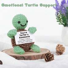 1pc Mini Cute Plush Turtle Doll Gift, Handmade Crochet Positive Doll Suitable For Both Men And Women, Inspiring Small Animal Cute Plush Decor, Birthday Holiday Gift - Multicolor - View 4