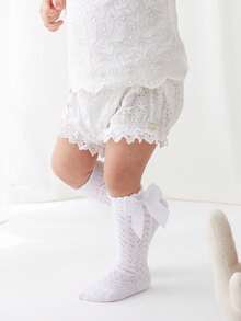 1 đôi tất mềm mại, thoáng khí kiểu công chúa có nơ cho bé gái, tất dài đến đầu gối khoét lỗ cho bé gái - Nhiều màu - Xem 13