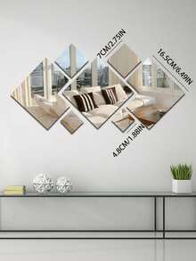 Bộ 7 miếng dán tường gương acrylic vuông, gương trang trí tự dính cho phòng khách, lối vào, hành lang, cầu thang. - Nhiều màu - Xem 8