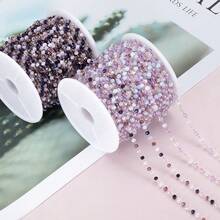 1m Stainless Steel Colorful Glass Beaded Chain, Suitable For DIY Necklace, Bracelet, Jewelry Making Accessories - HG0203 - View 7