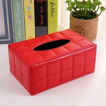 Large Rectangular White Grid Pattern Paper Towel Box, Black Bottom PU Leather Tissue Holder - White - View 17