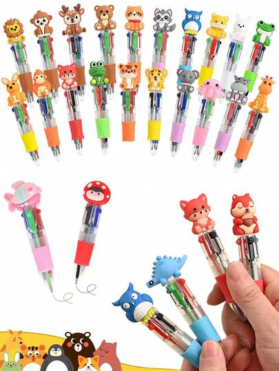 24/12支装多色迷你圆珠笔套装，4合1可爱圆珠笔批发装，适合生日、婚礼、毕业派对、趣味礼物、礼品袋填充物和教师节礼物