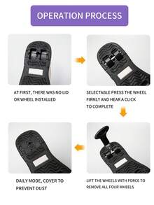 1双儿童轮滑鞋，运动鞋，弹性柔软缓震，轻便防水，皮革和合成材料鞋面，休闲街头风，男女通用 - 黑與白 - 查看 11