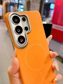 适用于三星 Galaxy S26 S25EDGE S24 S23FE S22 Ultra Plus A32 A52 A13 A23 A33 A53 A14 A24 A34 A54 A05 A05S A15 A25 A35 A55 A06 A16 A26 A36 A56 A07 A17 的奢华无线充电简约硬质 PC 磁吸手机壳，糖果色 - 粉色 - 查看 11