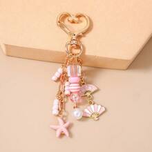 1pc Sweet Girl Folding Fan, Butterfly, Shell, Pearl, Starfish Keychain Bag Charm Accessory - Multicolor - View 6