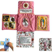 Handcrafted Pocket Devotional Faith Edition Cross-Shaped Fabric Pouch Sewing Pocket Devotional With Cross Saint Images Prayers - Multicolor - View 13
