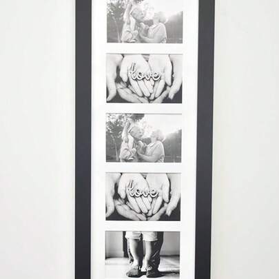 Biznest 5 Multi-Aperture Frame Photos Multi Picture Wall Frame Family Rules Collage Frame Photo Frame 26x65cm (Black)