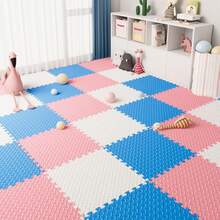 [Freshly Produced, Please Ventilate To Remove Odor Before Use]4/8/12Pcs Leaf Pattern Patchwork Crawling Mat 30x30x1cm Size, Multiple Color Combinations With Fresh Aesthetics! Leaf Pattern Non-Slip Texture + 1cm Thick Cushioning, Baby Crawling And Playing Anti-Collision, Can Be Freely Assembled To Fit Different Spaces, Essential For Home Baby Activity Area, And Practical, Better After Ventilation - 30*30 Crawling Mat - View 2