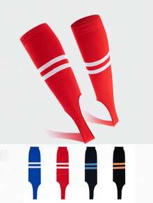 1 Pair Boys' Soccer, Running, Fitness, Field Hockey, Baseball Leg Warmers, Breathable Sports Leg Warmers; 1 Pair Girls' Striped Stirrup Dance Leg Warmers - Multicolor - View 1