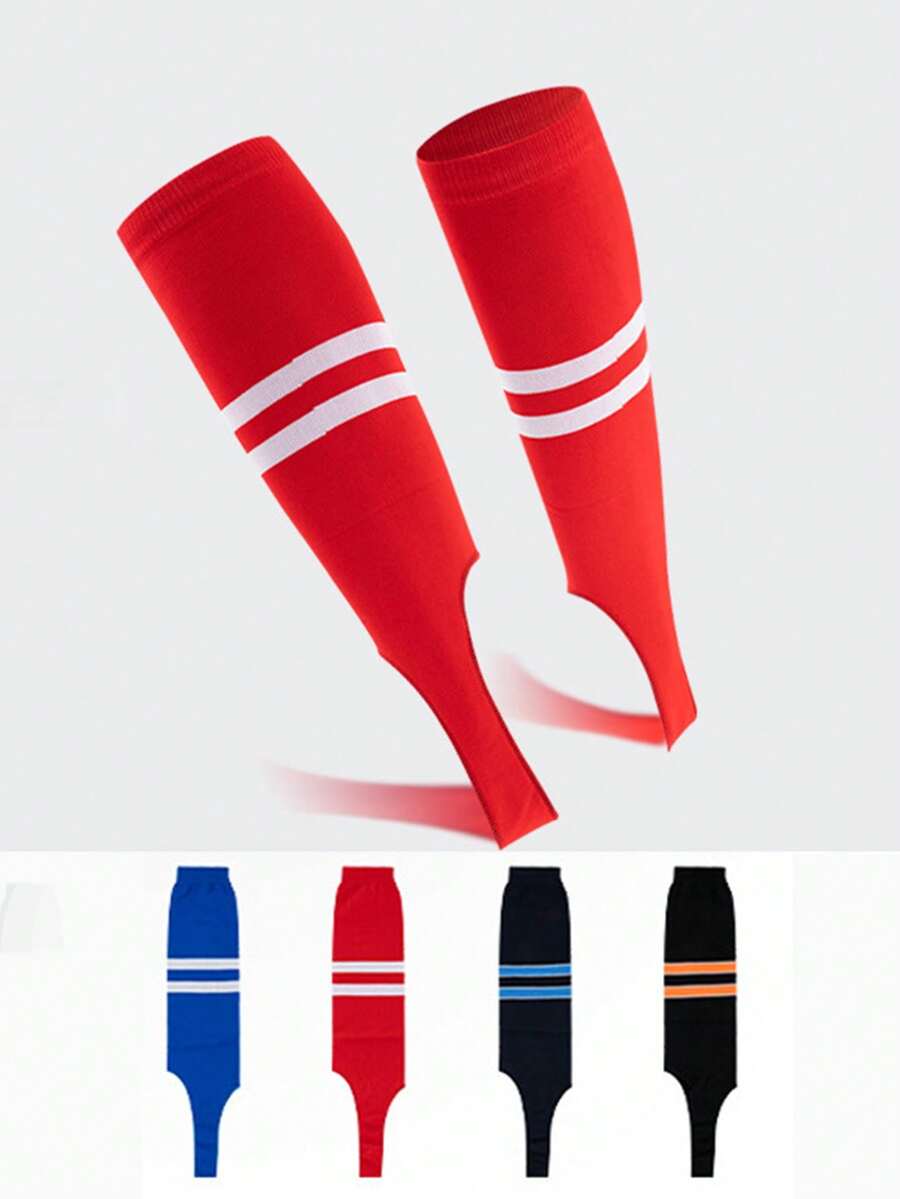 1 Pair Boys' Soccer, Running, Fitness, Field Hockey, Baseball Leg Warmers, Breathable Sports Leg Warmers; 1 Pair Girls' Striped Stirrup Dance Leg Warmers - Multicolor - View 1