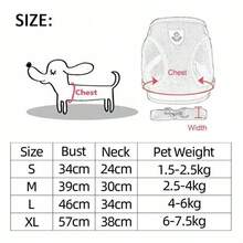 Bộ dây dắt chó/mèo gồm 1 bộ, có đai ngực điều chỉnh được, dây phản quang an toàn và vòng cổ, được làm từ chất liệu lưới mềm mại, thoáng khí. - Đỏ - Xem 4