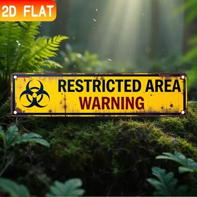 2D Flat Design, 1pc Metal Iron Vintage Biohazard Warning Sign Wall Decor, 10.16x40.64cm, 2D Flat High-Definition Durable Plaque, Suitable For Home, Office, Bar, Lawn, Unique Holiday Gift, Indoor/Outdoor Decor, Rustic Aesthetics, High-Contrast Design, 2D Flat Design