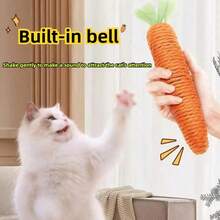 1pc Interactive Cat Toy, Pet Chewing Toy, Cute Carrot Shaped Paper Rope Design, Self-Entertainment & Amusement Device, Durable Anti-Bite - Orange - View 3