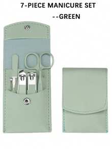 7pcs Manicure Set, Nail Clipper Set High-End Nail Clippers, Single Oblique Nail Tool, Ear Pick, Face Care Tools, With Portable Travel Bag - Multicolor - View 8