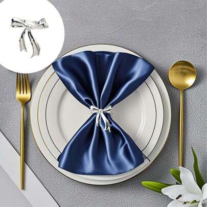 4/12个蝴蝶结餐巾环，适用于婚礼宴会、节日晚宴、餐桌布置、家庭聚会、餐桌装饰