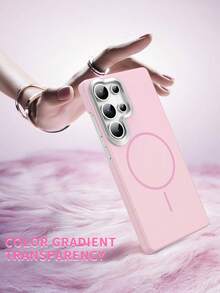 适用于三星 Galaxy S26 S25EDGE S24 S23FE S22 Ultra Plus A32 A52 A13 A23 A33 A53 A14 A24 A34 A54 A05 A05S A15 A25 A35 A55 A06 A16 A26 A36 A56 A07 A17 的奢华无线充电简约硬质 PC 磁吸手机壳，糖果色 - 粉色 - 查看 5