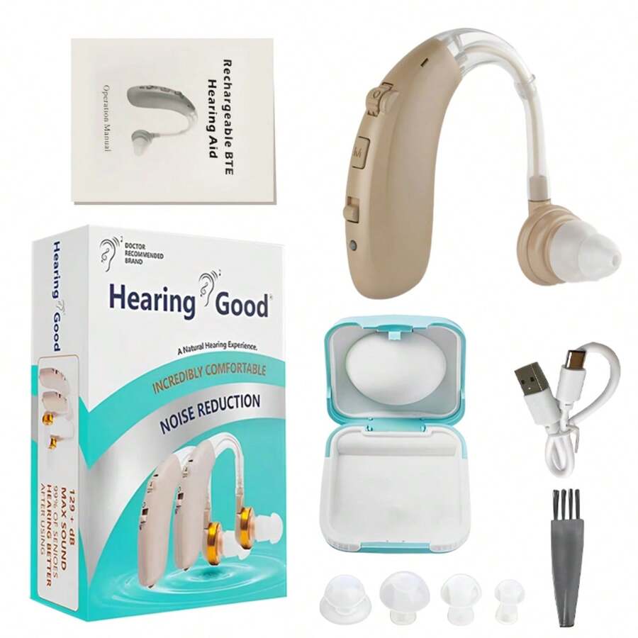 Audífono Digital Recargable con Reducción de Ruido, Amplificador de Sonido Invisible, Ajustable y Cómodo para Adultos Mayores, Color al Azar, Regalo del Día del Padre - Ver 1
