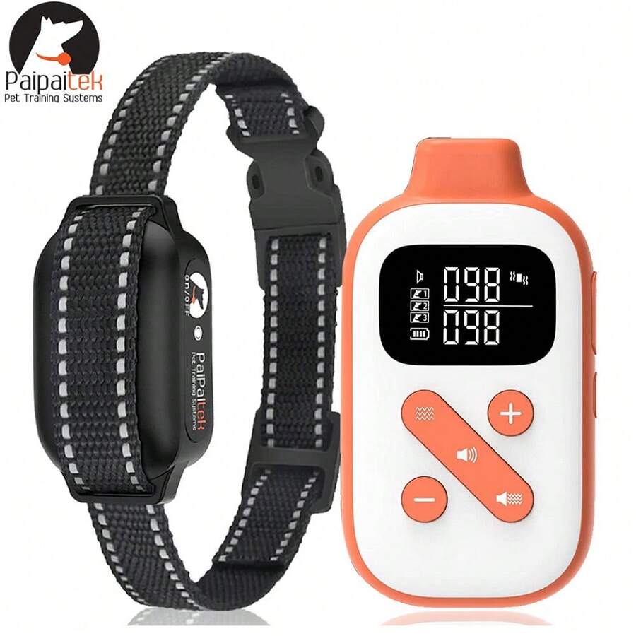 PaiPaitek 3300ft Remote Dog Vibrating Collar,No Shock Dog Training Collar For 5-120 Lbs All Breeds,IPX7 Waterproof Dog Anti Bark Collar