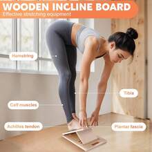 Wooden Slant Board Calf Stretcher Folded For Yoga Workout Calf Incline Board UK - Black - View 5