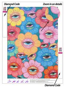 |5D DIY钻石画|超现实花卉眼睛图案DIY钻石画套装，色彩鲜艳的花朵绽放，饰以精致的眼睛图案，搭配蓝绿色背景，营造出奇幻美感。手工装饰画，5D DIY刺绣马赛克艺术，打造属于你自己的DIY墙面艺术，享受动手乐趣，是送给朋友的最佳礼物。 - 無框 - 查看 8