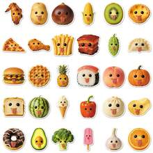 50pcs Funny Food Stickers With Hilarious Expressions And Playful Poses, Customizable, Waterproof Vinyl Material, Suitable For Fridge, Lunchbox, Bringing Joy And Laughter - A - View 5