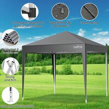 loefme 2.5x2.5m Pop Up Gazebo Waterproof Outdoor Canopy Tent Heavy Duty Metal Frame No Sidewalls With Carrying Bag - Xám - Xem 5