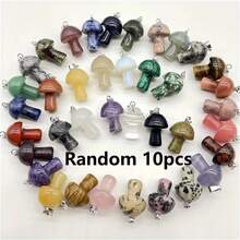 5/10/20/30 Pcs Multi-Color Mini Mushroom Crystal Pendant - Various Natural Stone Decorations, Suitable For Jewelry Making And Decoration, Random Colors - Multicolor - View 17