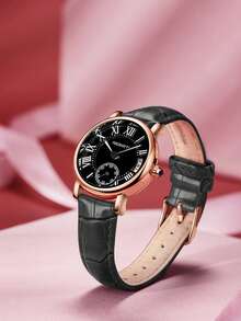 REBIRTH 1条女士时尚真皮腰带，简约学院风罗马刻度显示休闲手表，适合日常佩戴 - 均碼 - 查看 7