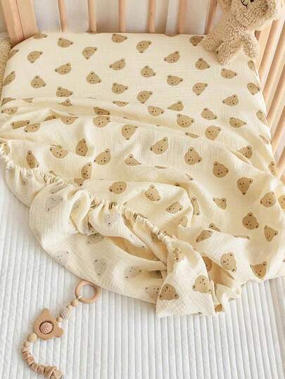 1pc Newborn Baby Crib Sheet Set, Soft & Skin-Friendly Baby Bed Sheet, Seasonal Crib Skirt - Fade-Resistant Printed Design That Babies Love