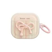 甜美条纹蝴蝶结设计保护壳，兼容苹果手机，防刮防摔 - 無色 - 查看 9