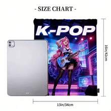 Durable Drawstring Backpack With K-Pop Guitar Pattern, Suitable For Fitness, Yoga, Travel And Soccer, With Practical Pockets, Makes A Great Gift - Multicolor - View 4