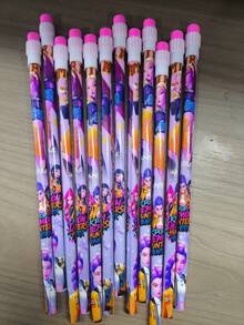 12pcs K-Pop Witch Hunting Girl Group 2025 Cartoon K-Pop Learning Pencils With Eraser Tops, Random K-Pop Stationery Styles - Multicolor - View 1