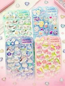 Cartoon Embossed Fun Stickers - Crystal Diamond Children's Decorative Stickers - 3D Stickers - Cute Stereoscopic Stickers. Perfect Decoration - Perfect Gift. The Perfect Choice For Home Decor, Party Decor, Birthday Gifts, Various Holiday Gifts, Fashionable Items. Luxury Choice. Sewing. DIY. - Multicolor - View 1