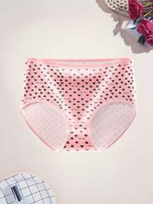 2pcs/Set Fruit Heart Print Women's Seamless Soft Comfortable Mid-Rise Panties - Multicolor - View 2