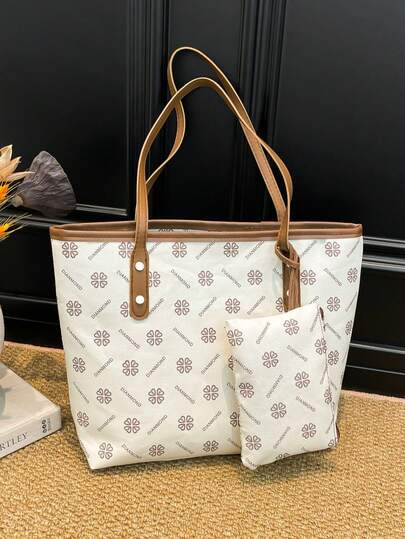 תיק קש גדול בסגנון קולג' בסגנון אירופאי ואמריקאי, תיק קש לנשים בצבע ניגוד, תיק קניות מזדמן חוף חדש לקיץ